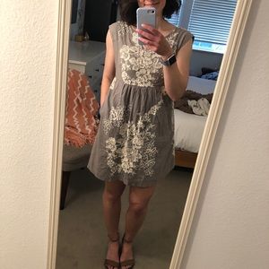 Embroidered gray mini dress